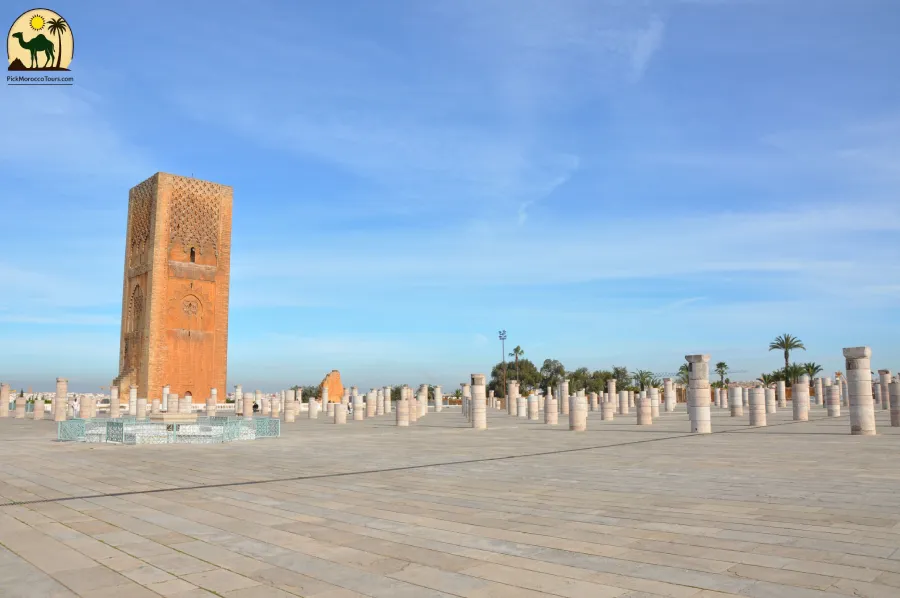 Hassan Tower and Mausoleum of Mohammed V in Rabat – Morocco itinerary 15 days