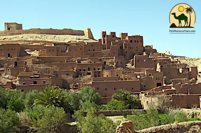 Historic Ait Ben Haddou Kasbah stop on a Fes to Marrakech desert tour 3 days