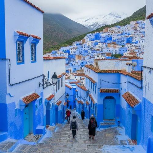 Blue streets of Chefchaouen photographed during a 16 day Morocco itinerary