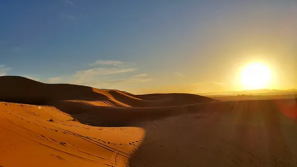 sunset in the sahara desert Morocco