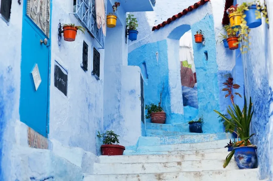 Blue-painted streets of Chefchaouen, in 7 day Marrakech itinerary to chefchaouen